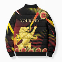 Personalized Belgium National Day Bomber Puffer Jacket Rampant Lion Gaillardia Heritage Pride