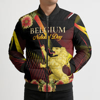 Personalized Belgium National Day Bomber Puffer Jacket Rampant Lion Gaillardia Heritage Pride