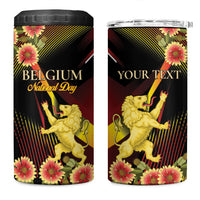 Personalized Belgium National Day 4 in 1 Can Cooler Tumbler Rampant Lion Gaillardia Heritage Pride