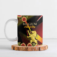 Personalized Belgium National Day Ceramic Mug Rampant Lion Gaillardia Heritage Pride