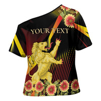 Personalized Belgium National Day Cross Shoulder Shirt Rampant Lion Gaillardia Heritage Pride