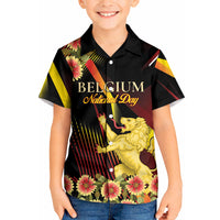 Personalized Belgium National Day Kid Hawaiian Shirt Rampant Lion Gaillardia Heritage Pride
