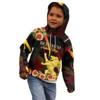 Personalized Belgium National Day Kid Hoodie Rampant Lion Gaillardia Heritage Pride