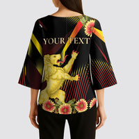 Personalized Belgium National Day Kimono Sleeve Blouse Rampant Lion Gaillardia Heritage Pride