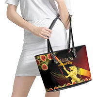 Belgium National Day Leather Tote Bag Rampant Lion Gaillardia Heritage Pride