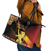 Belgium National Day Leather Tote Bag Rampant Lion Gaillardia Heritage Pride