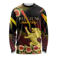 Personalized Belgium National Day Long Sleeve Shirt Rampant Lion Gaillardia Heritage Pride