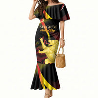 Personalized Belgium National Day Mermaid Dress Rampant Lion Gaillardia Heritage Pride