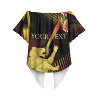 Personalized Belgium National Day Off Shoulder Wrap Waist Top Rampant Lion Gaillardia Heritage Pride
