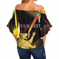 Personalized Belgium National Day Off Shoulder Wrap Waist Top Rampant Lion Gaillardia Heritage Pride