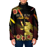 Personalized Belgium National Day Padded Jacket Rampant Lion Gaillardia Heritage Pride