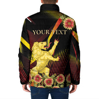 Personalized Belgium National Day Padded Jacket Rampant Lion Gaillardia Heritage Pride