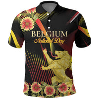 Personalized Belgium National Day Polo Shirt Rampant Lion Gaillardia Heritage Pride