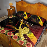 Belgium National Day Quilt Bed Set Rampant Lion Gaillardia Heritage Pride