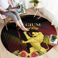Belgium National Day Round Carpet Rampant Lion Gaillardia Heritage Pride