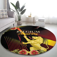Belgium National Day Round Carpet Rampant Lion Gaillardia Heritage Pride