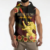 Personalized Belgium National Day Sleeveless Hoodie Rampant Lion Gaillardia Heritage Pride