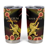 Personalized Belgium National Day Tumbler Cup Rampant Lion Gaillardia Heritage Pride