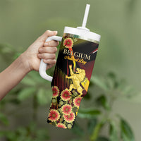 Personalized Belgium National Day Tumbler With Handle Rampant Lion Gaillardia Heritage Pride