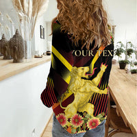 Personalized Belgium National Day Women Casual Shirt Rampant Lion Gaillardia Heritage Pride