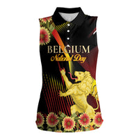 Personalized Belgium National Day Women Sleeveless Polo Shirt Rampant Lion Gaillardia Heritage Pride