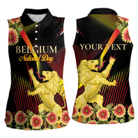 Personalized Belgium National Day Women Sleeveless Polo Shirt Rampant Lion Gaillardia Heritage Pride