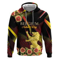 Personalized Belgium National Day Zip Hoodie Rampant Lion Gaillardia Heritage Pride