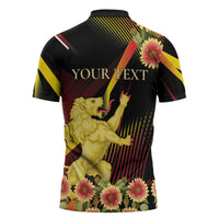 Personalized Belgium National Day Zipper Polo Shirt Rampant Lion Gaillardia Heritage Pride
