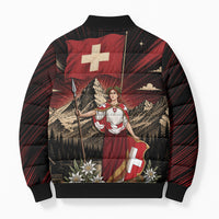 Switzerland National Day Bomber Puffer Jacket Helvetia Alps Heritage Pride