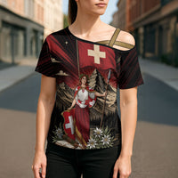Switzerland National Day Cross Shoulder Shirt Helvetia Alps Heritage Pride
