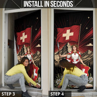 Switzerland National Day Door Cover Helvetia Alps Heritage Pride