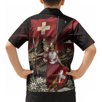 Switzerland National Day Kid Hawaiian Shirt Helvetia Alps Heritage Pride