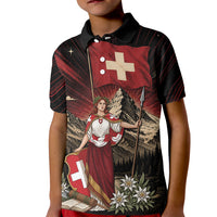 Switzerland National Day Kid Polo Shirt Helvetia Alps Heritage Pride