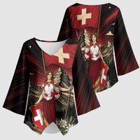 Switzerland National Day Kimono Sleeve Blouse Helvetia Alps Heritage Pride