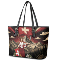 Switzerland National Day Leather Tote Bag Helvetia Alps Heritage Pride