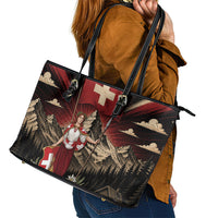 Switzerland National Day Leather Tote Bag Helvetia Alps Heritage Pride