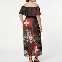Switzerland National Day Off Shoulder Maxi Dress Helvetia Alps Heritage Pride