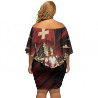 Switzerland National Day Off Shoulder Short Dress Helvetia Alps Heritage Pride