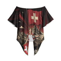 Switzerland National Day Off Shoulder Wrap Waist Top Helvetia Alps Heritage Pride