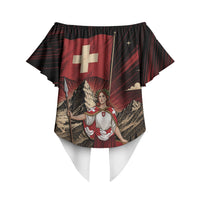 Switzerland National Day Off Shoulder Wrap Waist Top Helvetia Alps Heritage Pride