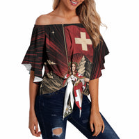 Switzerland National Day Off Shoulder Wrap Waist Top Helvetia Alps Heritage Pride