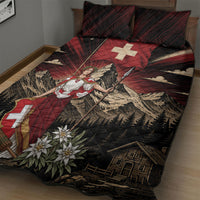 Switzerland National Day Quilt Bed Set Helvetia Alps Heritage Pride