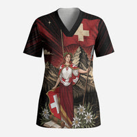 Switzerland National Day Scrub Top Helvetia Alps Heritage Pride