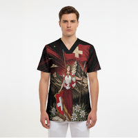 Switzerland National Day Scrub Top Helvetia Alps Heritage Pride