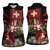 Switzerland National Day Women Sleeveless Polo Shirt Helvetia Alps Heritage Pride
