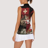 Switzerland National Day Women Sleeveless Polo Shirt Helvetia Alps Heritage Pride