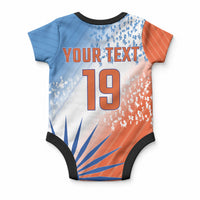 Custom India Cricket Baby Onesie Men In Blue Ashoka Chakra Pride