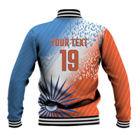 Custom India Cricket Baseball Jacket Men In Blue Ashoka Chakra Pride