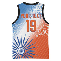 Custom India Cricket Basketball Jersey Men In Blue Ashoka Chakra Pride