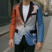 Custom India Cricket Blazer Men In Blue Ashoka Chakra Pride